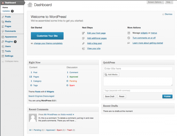 WordPress Dashboard - Basic